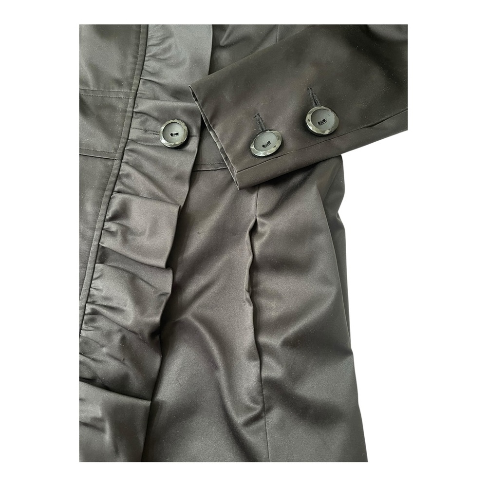 White House Black Market Black Trench Coat Size 00 - Picture 11 of 15